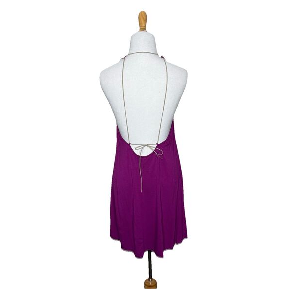 Free People Open Back Suede Tie Neck Purple Tank Top Size Medium Womens - Picture 3 of 7